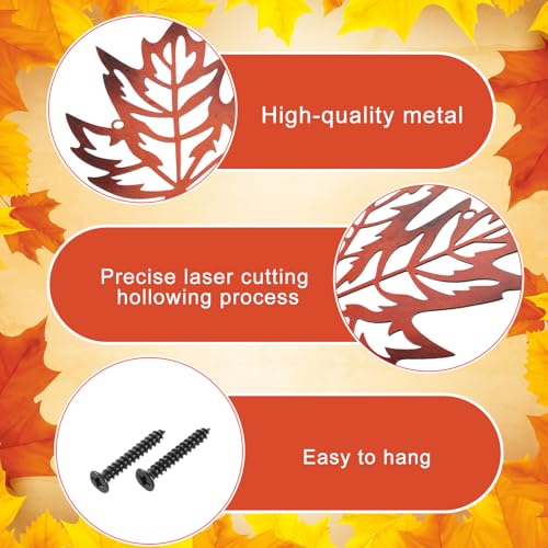 AceOrbit 6 Pcs Maple Leaves Metal Wall Art Fall Farmhouse Rustic Decor