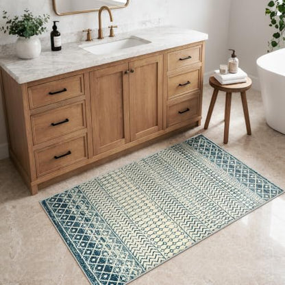 Coastal Kitchen Runner Rugs, 2x4 Small Boho Blue Bathroom Rugs - color: Royal Blue, size: 2' x 4' (Rectangular)