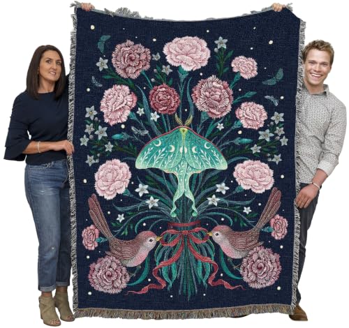 Pure Country Weavers Carnation January Flower Blanket by Episodic Drawing- Fantasy Gift Tapestry Throw Woven from Cotton - Made in The USA (72x54) - color: Carnation January Flower, size: 72x54