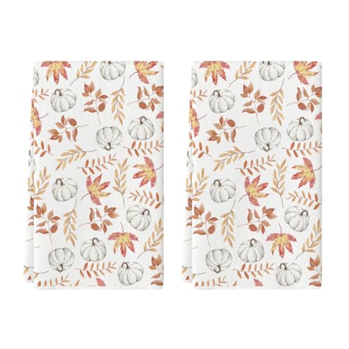 Artoid Mode Orange Leaves Fall Kitchen Towels Set of 2 18x26 Inch - color: Orange