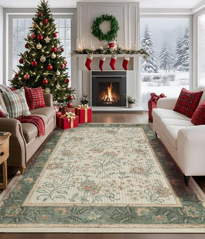 GarveeHome 5x7 Christmas Area Rug Sage Green Washable Rugs for Living Room - color: Sage Green, size: 5' x 7' (Rectangular)