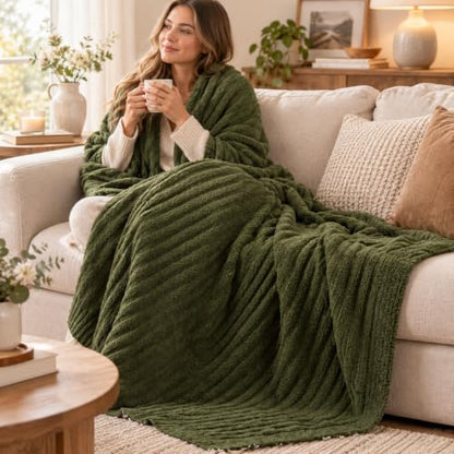 Battilo Olive Green Throw Blankets for Couch, Soft Throw Blanket, 50"x60" - color: Olive Green, size: 50"x60"