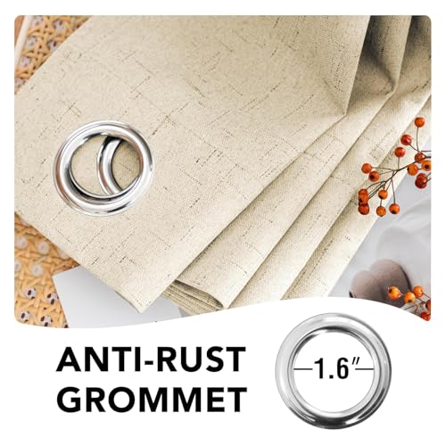 H.VERSAILTEX 100% Blackout Linen Curtains 102" L 2 Panels Bleached Sand - color: Bleached Sand, size: 52"W x 102"L (Pack of 2)