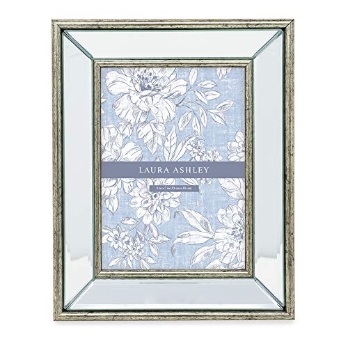 Laura Ashley 5x7 Silver Beveled Mirror Picture Frame Tabletop & Wall Mount - color: Silver, size: 5x7