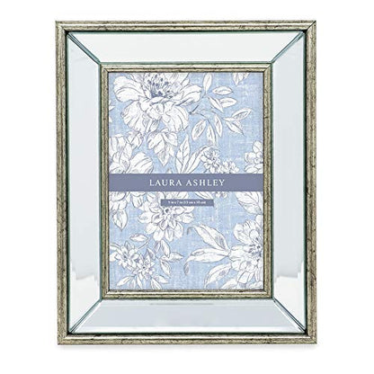 Laura Ashley 5x7 Silver Beveled Mirror Picture Frame Tabletop & Wall Mount - color: Silver, size: 5x7
