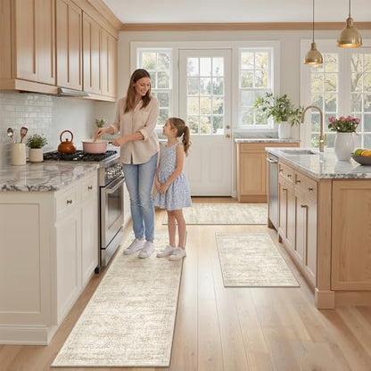 Kitchen Rugs Sets of 3, 2x3 2x4 2x5 Rug Runner,Beige - color: Beige/Ivory, size: 2x3+2x4+2x5 Set