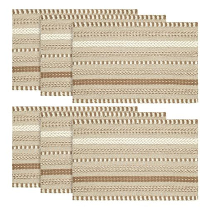 Artoid Mode Light Coffee Woven Braided Stripe Placemats Set of 6-12x18 Inch - color: Light Coffee, size: 12" x 18", 6 Pcs