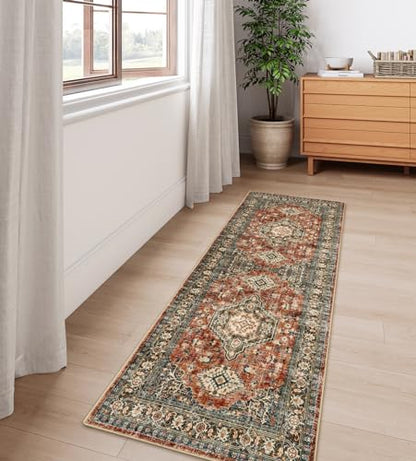 Lahome Oriental Kitchen Runner Rug Non Slip, 2x5 Washable Hallway Runner - color: Brick Red, size: 2' x 5' (Runner)