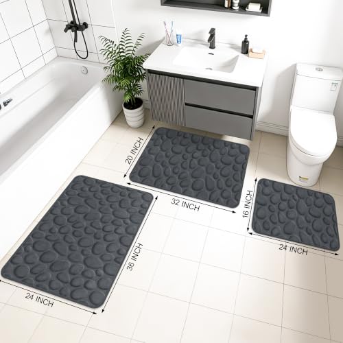 Memory Foam Bath Mat 36x24, Soft Absorbent Bathroom Rug, DarkGray - color: Darkgray, size: 24"x36"
