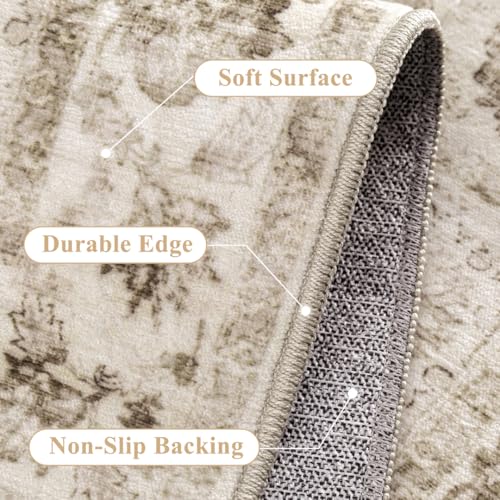 Washable Neutral Beige Kitchen Runner Rug Set of 3 - color: Neutral | Beige, size: 20"x32"+20"x48"+30"x50"