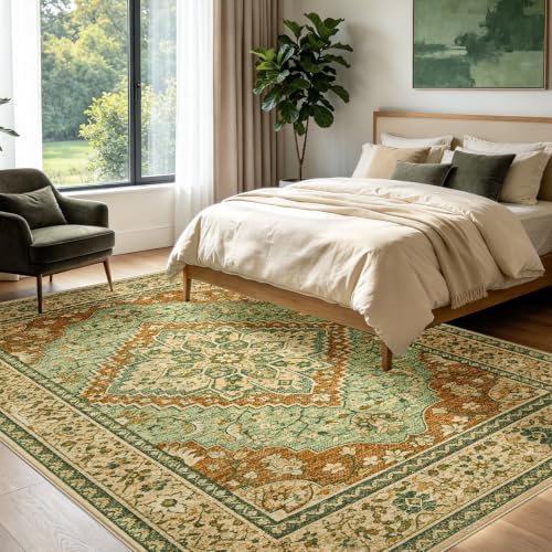 Joydeco Area Rugs 8x10 for Living Room Bedroom, Large Dining Room Rug - color: Brown&brick&green, size: 8' x 10' (Rectangular)