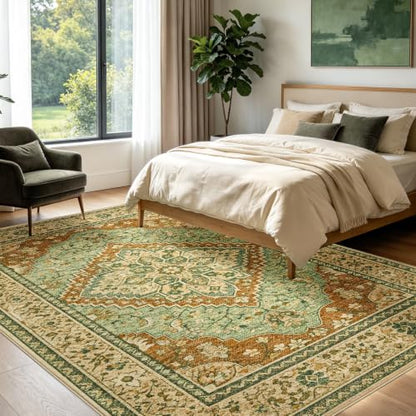 Joydeco Area Rugs 8x10 for Living Room Bedroom, Large Dining Room Rug - color: Brown&brick&green, size: 8' x 10' (Rectangular)