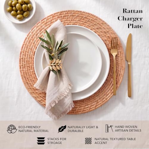 ChargeIt by Jay Rattan Charger Plates Hand Woven Round Harvest, 13" - 4 Set - color: Harvest, size: 4 Pack