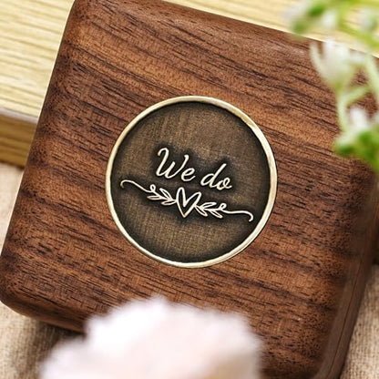 KWOOD We Do-Custom Wooden Wedding Ring Box, Personalized Metal Name Wooden Ring Box, Wedding Ceremony Ring Holder, Anniversary Birthday Gift Idea - style: T-We Do 02