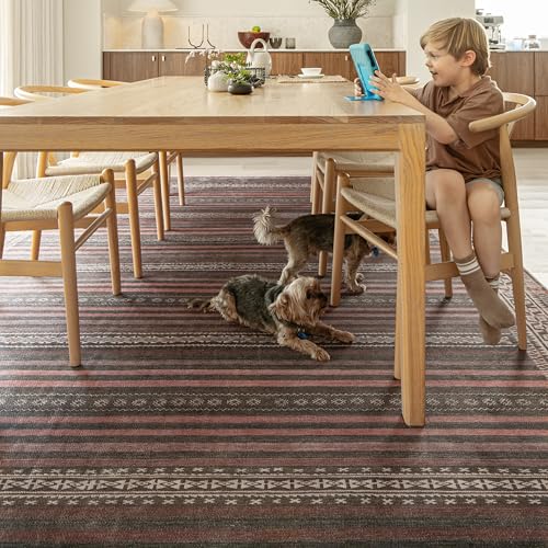 Vibe Stripe 4' x 6' Rust Red & Clay Accent Rug - Persian-inspired design - size: 4' x 6' (Rectangular)