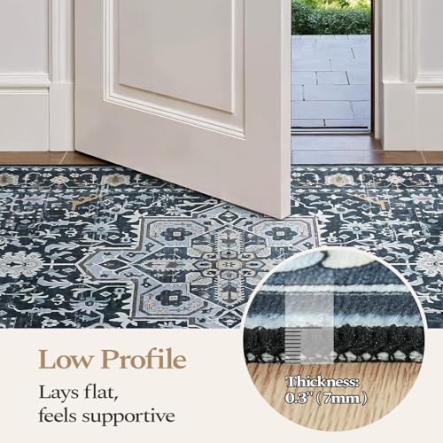 Rugflix 8x10 Area Rugs for Living Room, Washable Navy Blue Large Rug - color: Navy Blue, size: 8' x 10' (Rectangular)