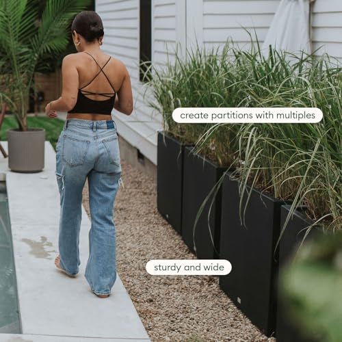 Veradek Block Series Span Planter - Tall Rectangular Outdoor Planter - color: Black, size: Medium