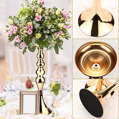 Sadnyy 16 Pcs Gold Metal Flower Vase, 16.9 Inch Wedding Table Centerpiece - color: Gold, size: 16.9 Inch