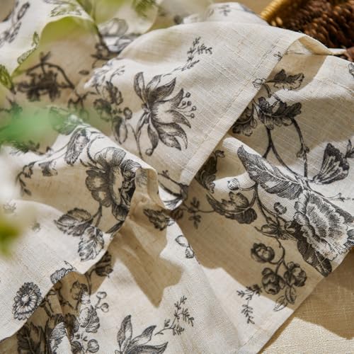jinchan Amlie Ruffled Floral Valance Curtain 1 Panel 18 Inch Charcoal - color: Amlie Charcoal on Linen
