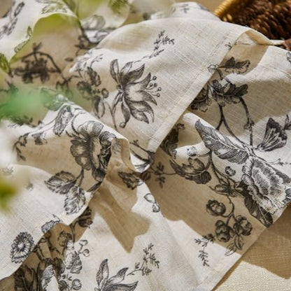 jinchan Amlie Ruffled Floral Valance Curtain 1 Panel 18 Inch Charcoal - color: Amlie Charcoal on Linen