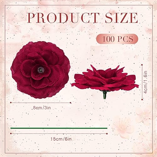 Yunlly 100 Pcs Artificial Flower for Wedding, Wine Red - color: Wine Red