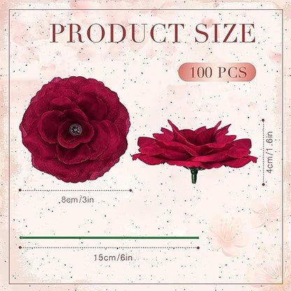 Yunlly 100 Pcs Artificial Flower for Wedding, Wine Red - color: Wine Red
