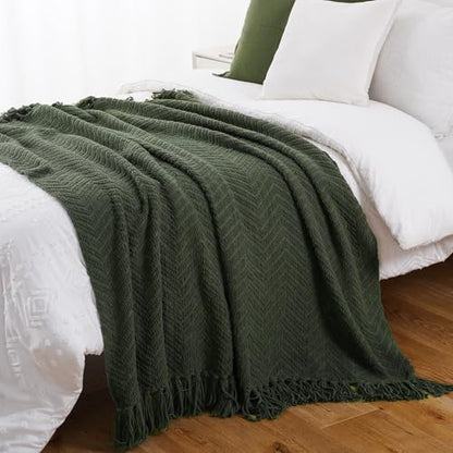 BATTILO HOME Olive Green Throw Blankets for Couch, 60"x80" - color: Olive Green, size: 60"x80"