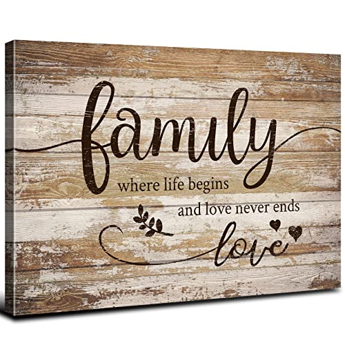 Rustic Bless Home Wall Decor Family Wall Art for Living Room Farmhouse Family Signs Pictures for Kitchen Dining Room Vintage Inspirational Motto Wall Prints Artwork Bedroom Entryway Decorations 12x16" - color: Family, size: 16"L x 12"W