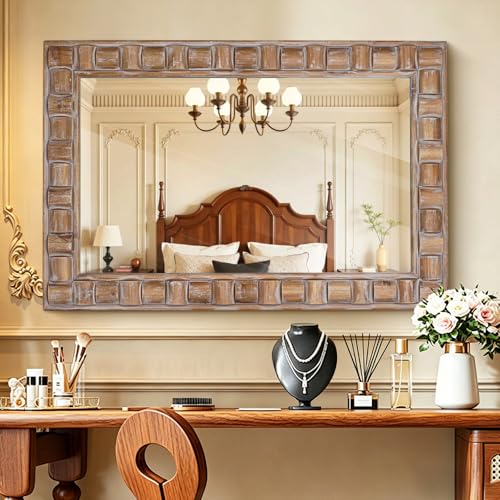 36x24 Inch Rustic Rectangle Wall Mirror - color: C - Rectangle - 36x24 in
