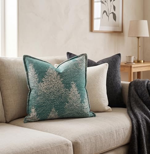 SanVia Designer Cotton Throw Pillow Covers 20x20 for Nooks, Beds & Sofas - color: Pine Green, size: 20" x 20" (Pack of 1)