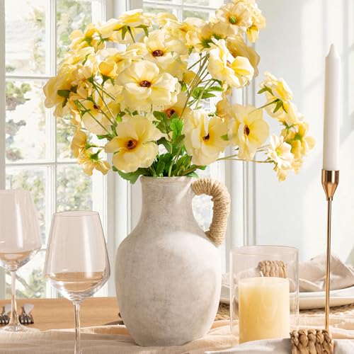Vanselia Ceramic Flower Vase Home Table Decor Living Room Farmhouse 10 in - color: 10" With Hemp Rope