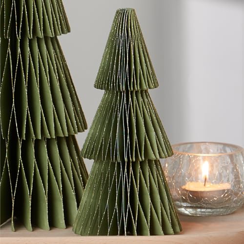 Set of 3 Honeycomb Paper Olive Green Trees (Medium Set 3 Olive) - color: Medium Set 3 Olive