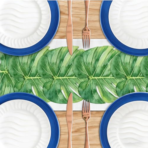 Palm Leaves Table Runners 13x72 Inch, Tropical Palm Leaves Table Runner - color: Watercolor Monstera