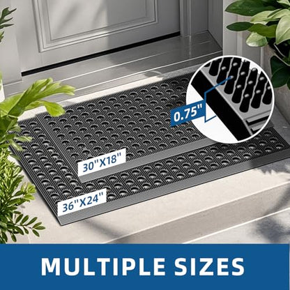 Mibao Front Door Mat, 17" X 29.5", Grey, Heavy Duty Dirt Trapping - color: Grey, size: 1'5" x 2'6" (Rectangular)