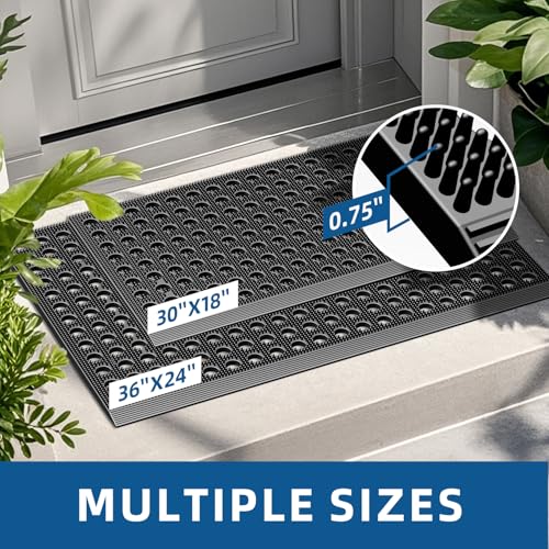 Mibao Front Door Mat, 35.5" x 24", Grey, Grey, Heavy Duty Dirt Trapping - color: Grey, size: 2' x 3' (Rectangular)