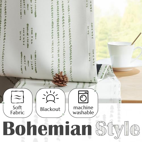 jinchan Striped Window Valance 16 Inch Modern Boho 1 Panel Green on Beige - color: Boho| Green on Beige, size: 52"W x 16"L (Pack of 1)