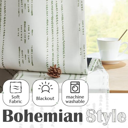 jinchan Striped Window Valance 16 Inch Modern Boho 1 Panel Green on Beige - color: Boho| Green on Beige, size: 52"W x 16"L (Pack of 1)