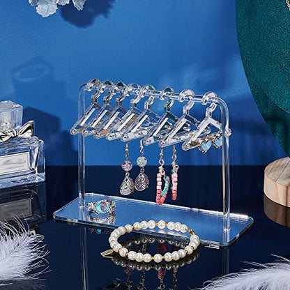 PH PandaHall Coat Hanger Earring Holder, Jewelry Display Dangle Earring Hanging Organizer Mini Earring Necklace Hanger Ear Studs Display Rack for Retail Show Personal Exhibition, 2.3x5.9x4.2inch - color: Silver