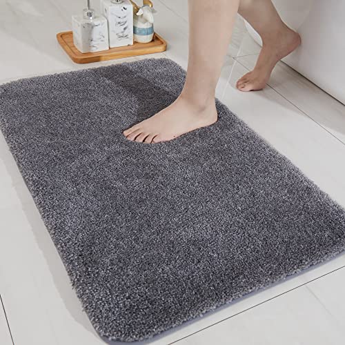 COSYHOMEER Extra Thick Bath Rug for Bathroom NonSlip BathMat 20x32Dark Grey - color: Dark Grey, size: 1'8" X 2'8" (Rectangular)