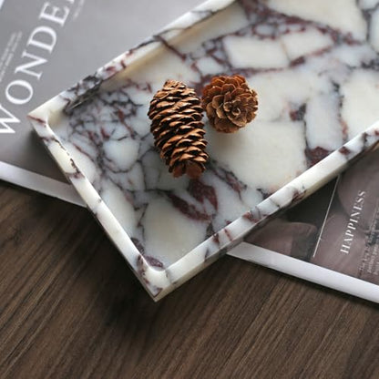 100% Natural Marble Tray, 10"x5" Calaccata Viola Vanity Tray - color: Viola-rectangle-10"x5"x0.7"