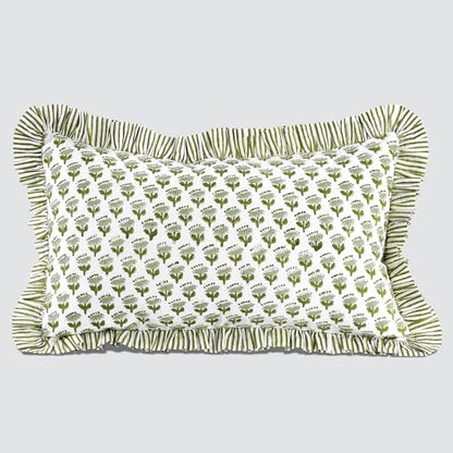 CPC Emerald Green Block Print Ruffle Sham Pillow Cover 12x20 Inch Pack of 1 - color: Emerald Green, size: 20" x 12" (Pack of 1)