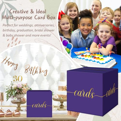 Elegant Purple Graduation Card Box, Gold Foil Gift Card Box for Party - color: Z03 Purple and Gold Foil