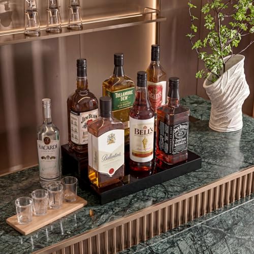 JUESHA 2 Tier Liquor Bottle Display Shelf - color: Black