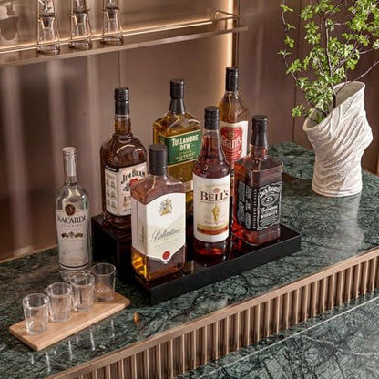 JUESHA 2 Tier Liquor Bottle Display Shelf - color: Black