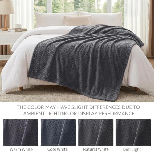 Exclusivo Mezcla Large Fleece Throw Blanket for Couch, Sofa, Dark Grey - color: Dark Grey, size: Throw ( 50x70 IN )