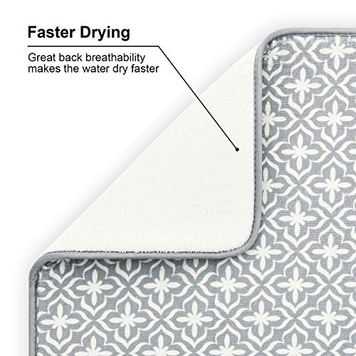 Dish Drying Mat for Kitchen Counter,Machine Washable Matt(Leaf) - color: Leaf Gray 2P 19.5*15.8