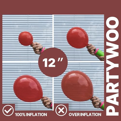 PartyWoo Burgundy White and Gray Balloons 66pcs 12 Inch Burgundy Balloons - color: Burgundy, White, Gray