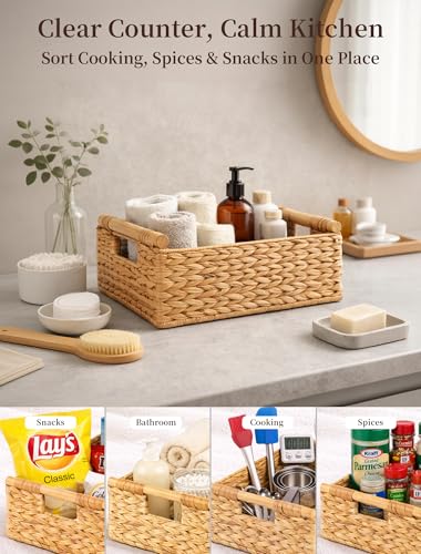 Wicker Basket, Large Basket for Gift Baskets Empty, 15.4x11x6.3in - color: Natural, size: Large