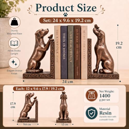 Dog Decorative Bookend for Shelves - Dog Book Ends