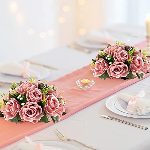 BLOSMON Flower Ball Centerpieces for Wedding: 10 Pcs Dusty Pink Fake Roses - color: Dusty Rose